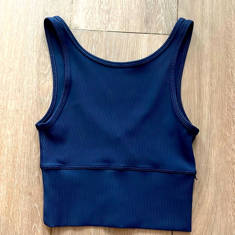 lululemon Power Pivot Tank Ribbed Size 2 in True Navy